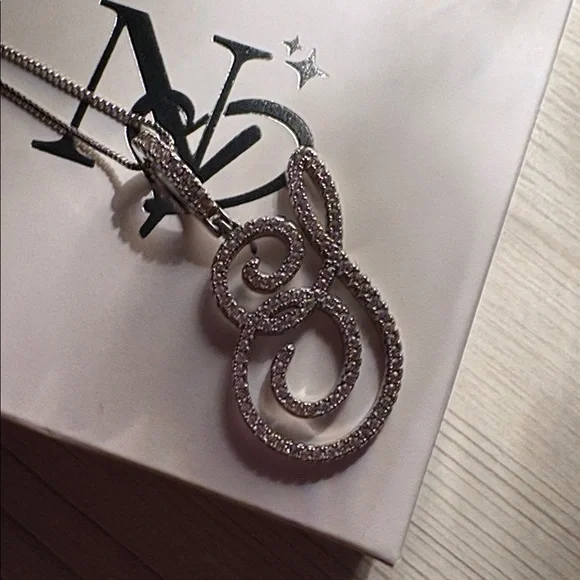 Stainless Steel and Crystal Initial “S” necklace, adjustable - Picture 4 of 6